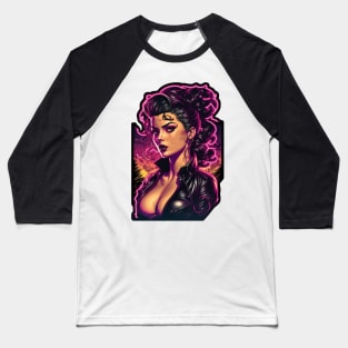 Synthwave Rockabilly Girl Baseball T-Shirt